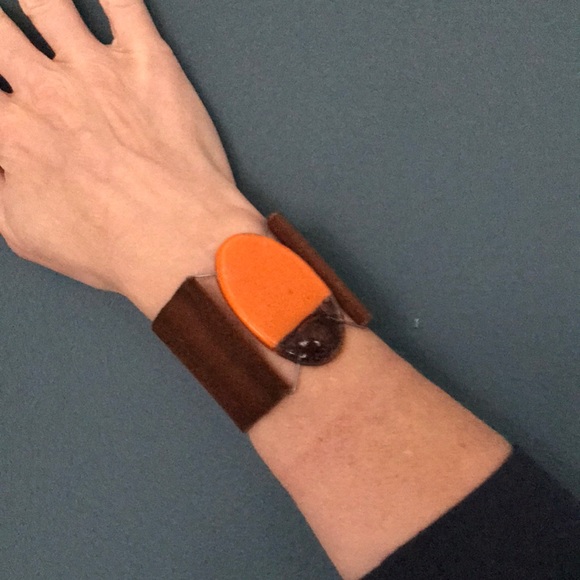 EUC suede and glass cuff wristlet bracelet - Picture 1 of 5